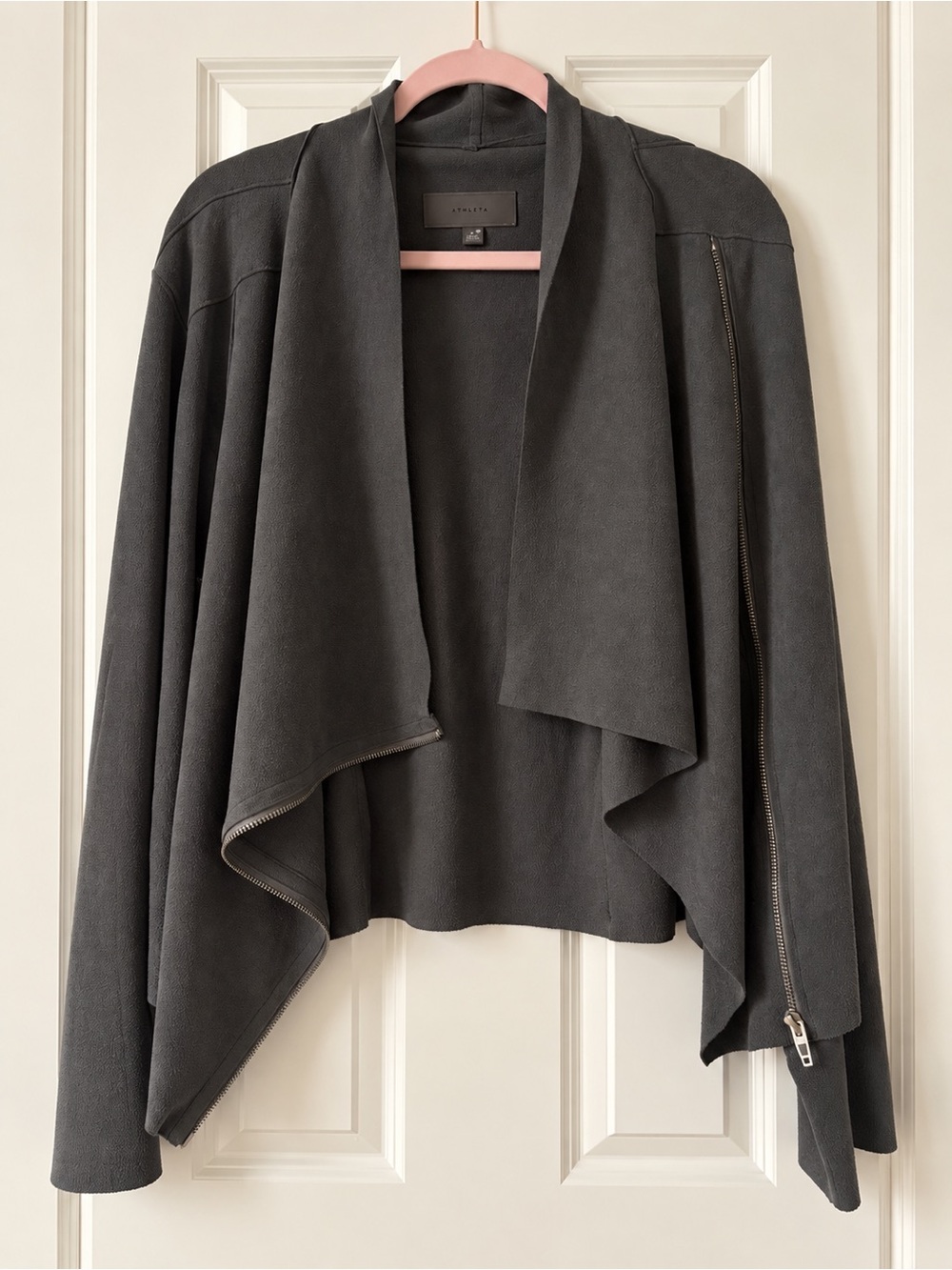 BLANKNYC Charcoal Gray Faux Suede Draped Moto Jacket XL